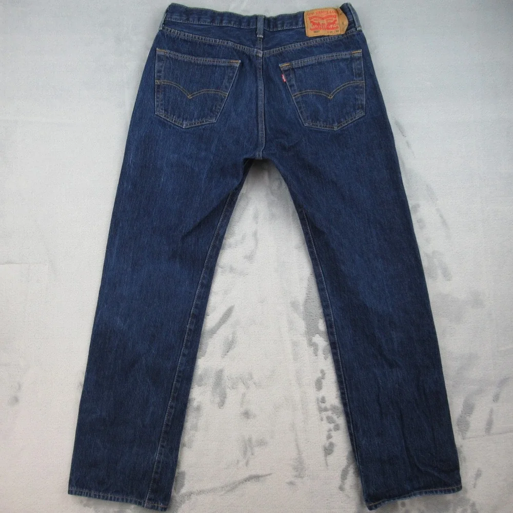 Levis 501 Original Fit Jeans Mens 34x32 Dark Wash Blue Denim 00501-0115
